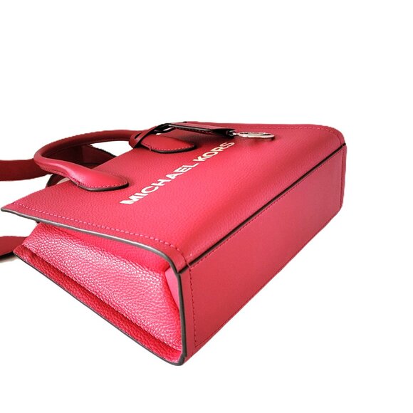 Michael Kors Mirella Small Shopper Top Zip Crossbody Handbag Dark Raspberry - Picture 6 of 7